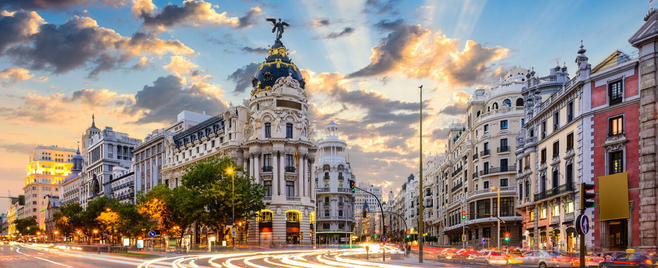 11Gran Vía Street in Madrid, Spain