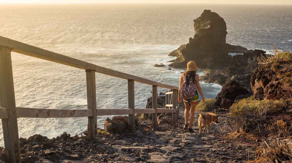 trail leading down to the Puerto de Santo Domingo in Garafía, La Palma, Canary Islands, Spain.